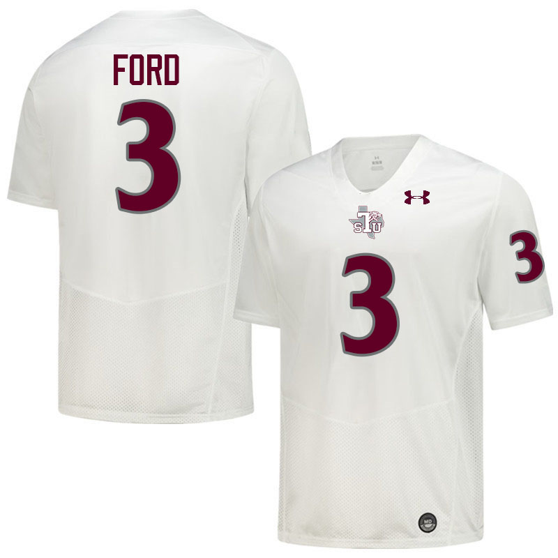 Texas Southern Tigers #3 Da'Veon Ford College Football Jersey,Uniforms Stitched-White